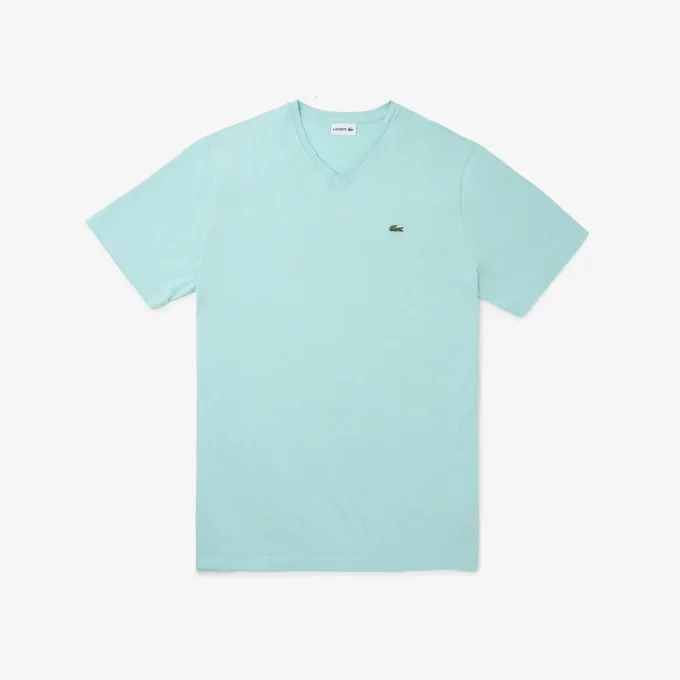 メンズ トールフィット リブ編みVネック コットンTシャツ