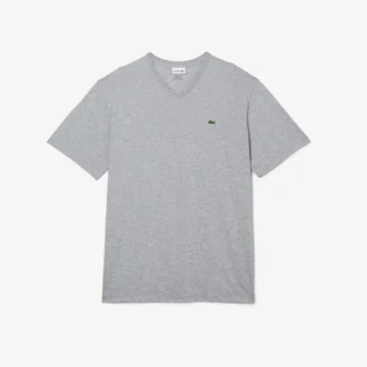 メンズ トールフィット リブ編みVネック コットンTシャツ