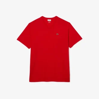 メンズ トールフィット リブ編みVネック コットンTシャツ メンズ トールフィット リブ編みVネック コットンTシャツ