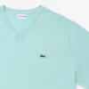 メンズ トールフィット リブ編みVネック コットンTシャツ