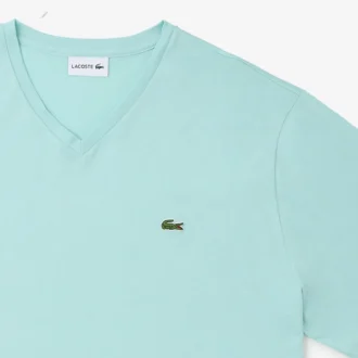 メンズ トールフィット リブ編みVネック コットンTシャツ